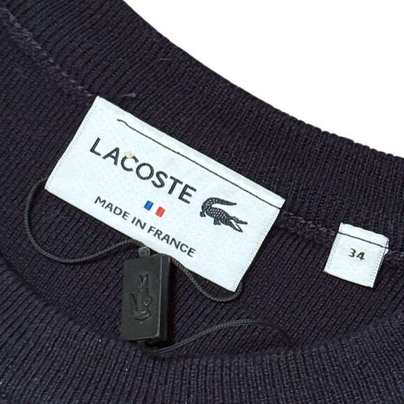 Lacoste Color Block CrewNeck Sweater Blue Brown Pullover Size 38 Wool Blend - Picture 5 of 10